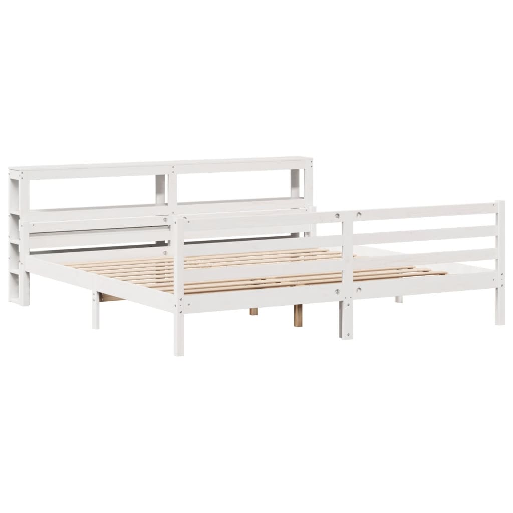 Bed Frame with Headboard Without Mattress White 200x200 cm