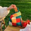 Luxury Design Stripe Knitted Small Handbag and Purse Fashi Korean Trendy Travel Shoulder Bag Wrist Bag Summer Shopper Tote