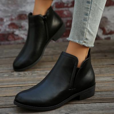 Neuer Stil Lederstiefel, Einzelstiefel, Reißverschluss Test Stiefeletten, Damenschuhe