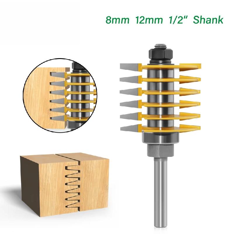 1pc 8mm 12mm 1/2" Shank Brand New 2 Teeth Adjustable Finger Joint Router Bit Tenon Cutter Industrial Grade For Wood Tool