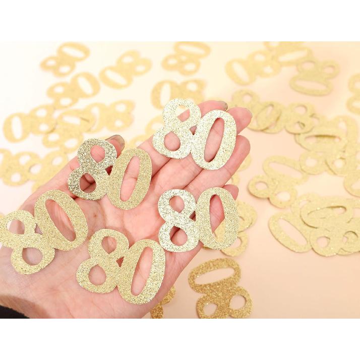 180PCS 80th Birthday Confetti Gold Glitter - 80th party supplies,80th Birthday Party Decorations,80th Birthday confetti,Adult Party Glitter 80th