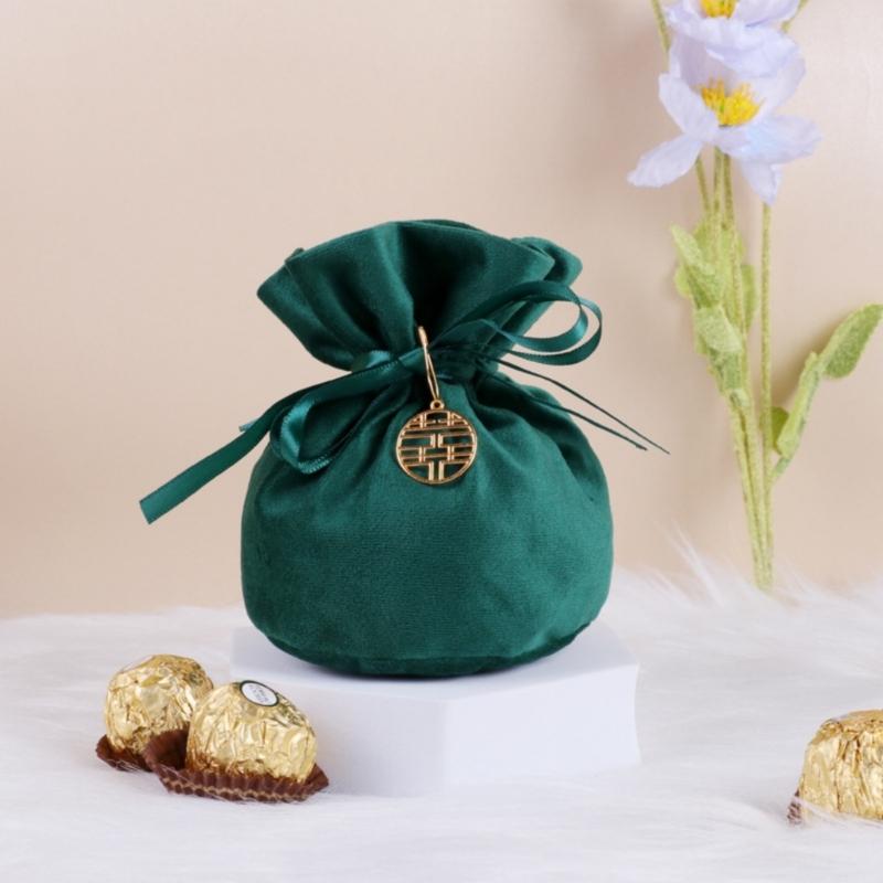 10Pcs Velvety Cloth Drawstring Bag Wedding Gift Wrapping Pouches Birthday Party Treat Bag For Candy Chocolate Jewelry