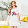 Girls' Round Neck Short Sleeves Christmas Witch  Group Print Casual Short Sleeves