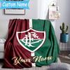 Custom Name Fluminense Club Crest Flannel Blanket, Use for Birthday/Holiday Gift, Soft Blanket for Sofa/Bed/Camping/Office, Home Decor