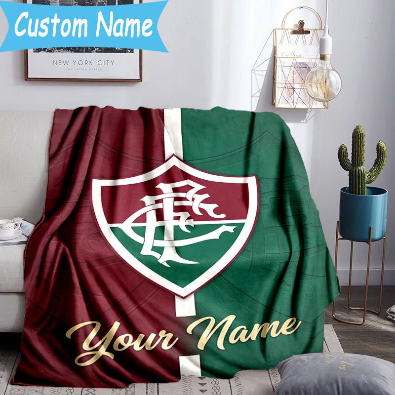 Custom Name Fluminense Club Crest Flannel Blanket, Use for Birthday/Holiday Gift, Soft Blanket for Sofa/Bed/Camping/Office, Home Decor