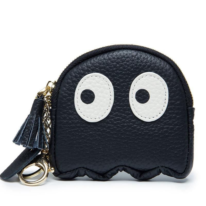

Cartoon cute change bag, genuine leather coin bag, mini, niche design Korean ins soft first-layer cowhide change bag чёрный