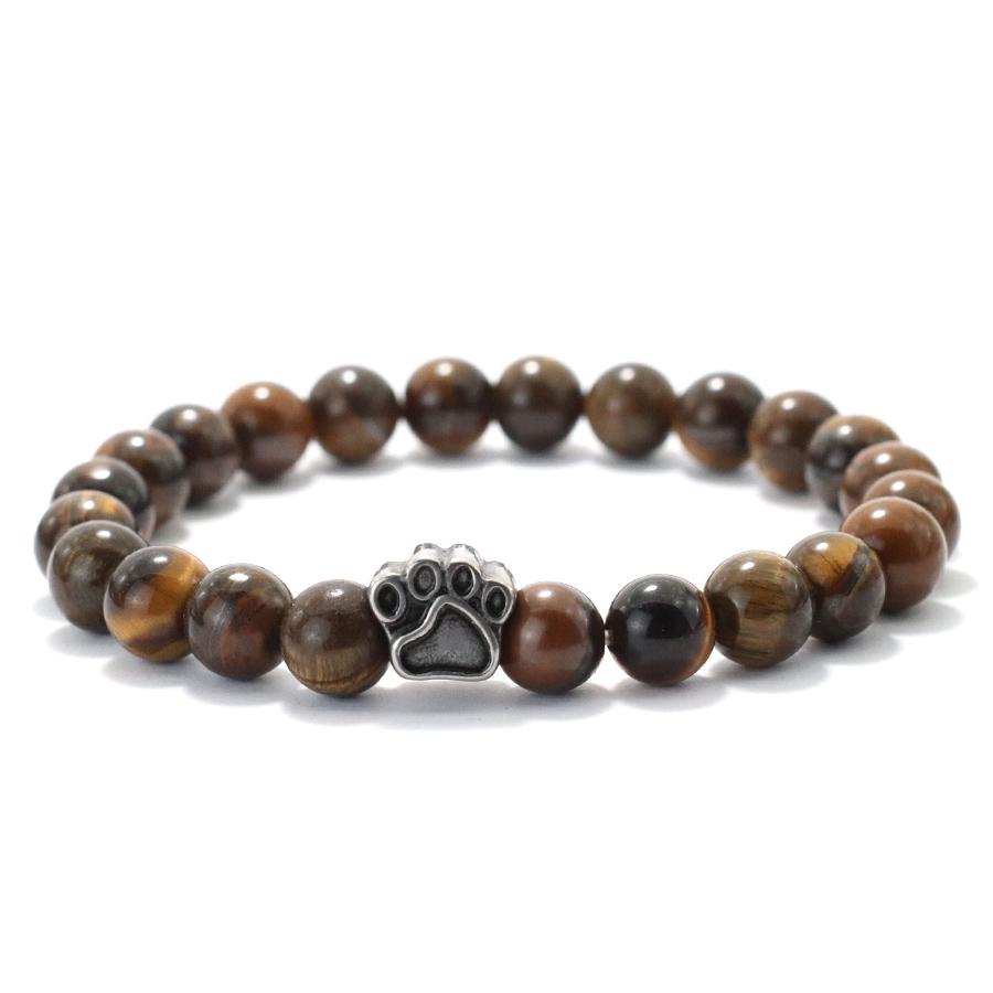 Natural Colored Imperial Beads Bracelet Men Titanium Steel Dog Paw Beaded Brazelet Women Simple Yoga Wrist Braslet Jewelry Homme
