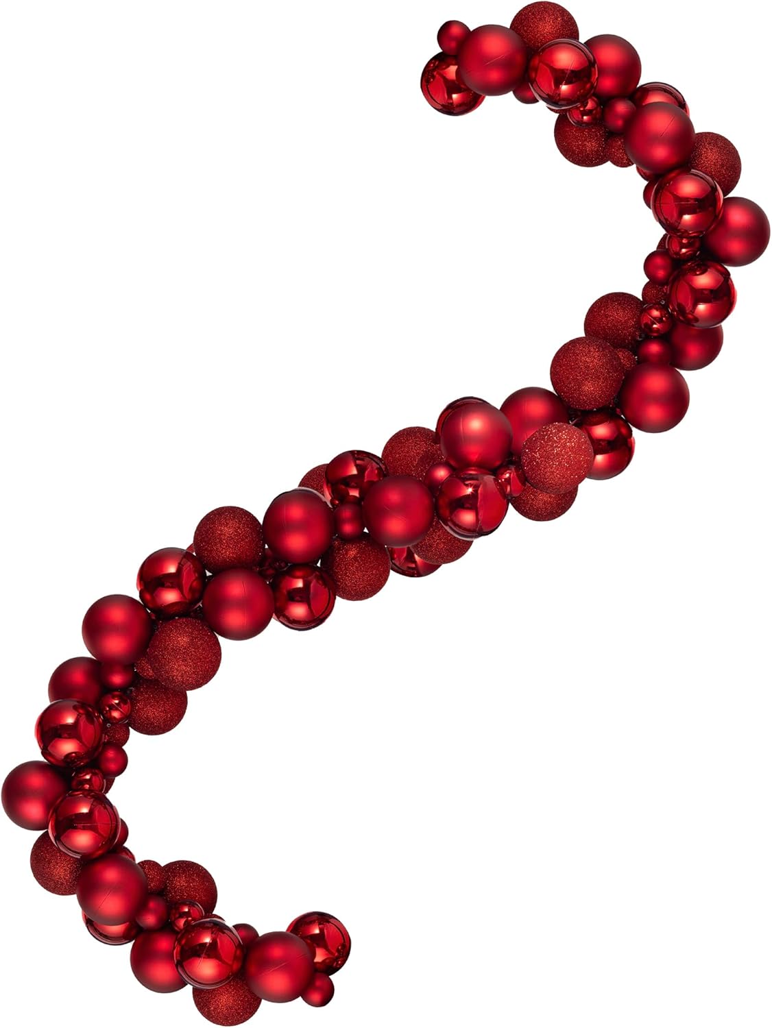 Пластиковая гирлянда, Небьющаяся 6-футовая гирлянда из шаров для рождественской елки, каминной полки, дверного проема (красный) 6ft Red