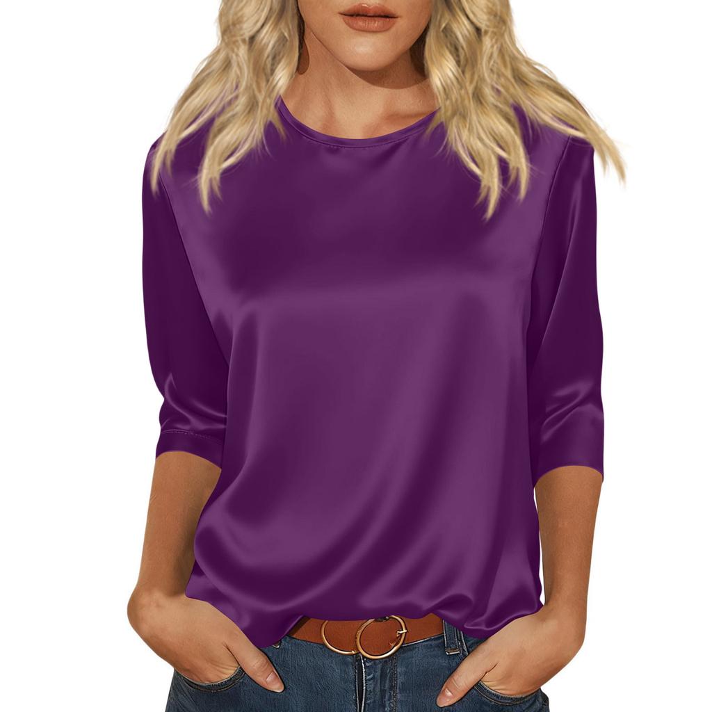 Kadınlar İçin Şık 3/4 Uzun Kollu Gömlekler İş Günlük Kıyafet Üstleri