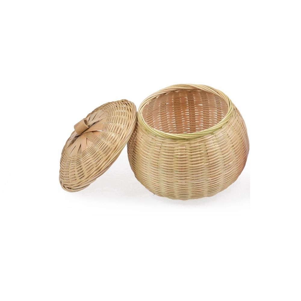 for Home Picnic Wear-resistant Decorative with Lid Wicker Tray Storage Basket Rattan Box