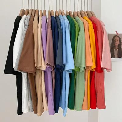 T-shirt estive in puro cotone solido Donna Harajuku Manica corta oversize y2k Tops Maglietta unisex coreana streetwear casual Donna Buona qualità