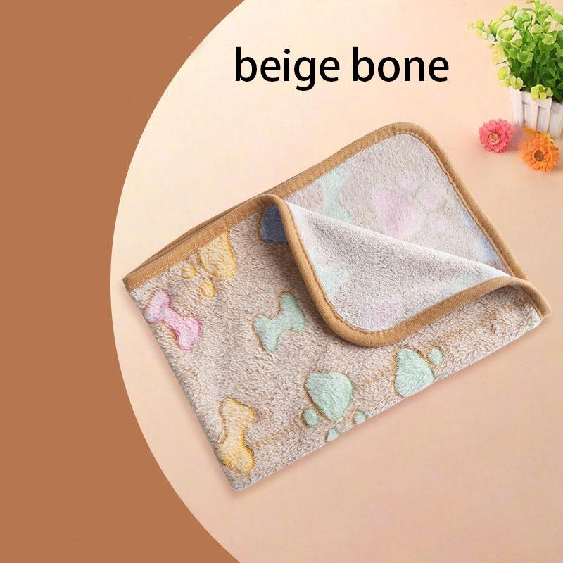 Winter Velvet Pet Sleeping Warm Blanket with Paw/Dot/Bone Pattern, Dog Cat Washing Towel, Fleece Soft Pet Blanket Pet Bed Mat