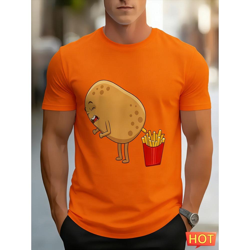 Funny Potato French Fries Graphic T Shirts For Men Fashion Summer Short Sleeve 3D Printed T-shirts Casual Oversized Kids Tees