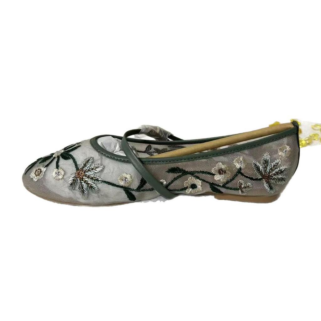 Lente/Zomer 2025 Dames Net Ballet Flats met Bloemenborduursel