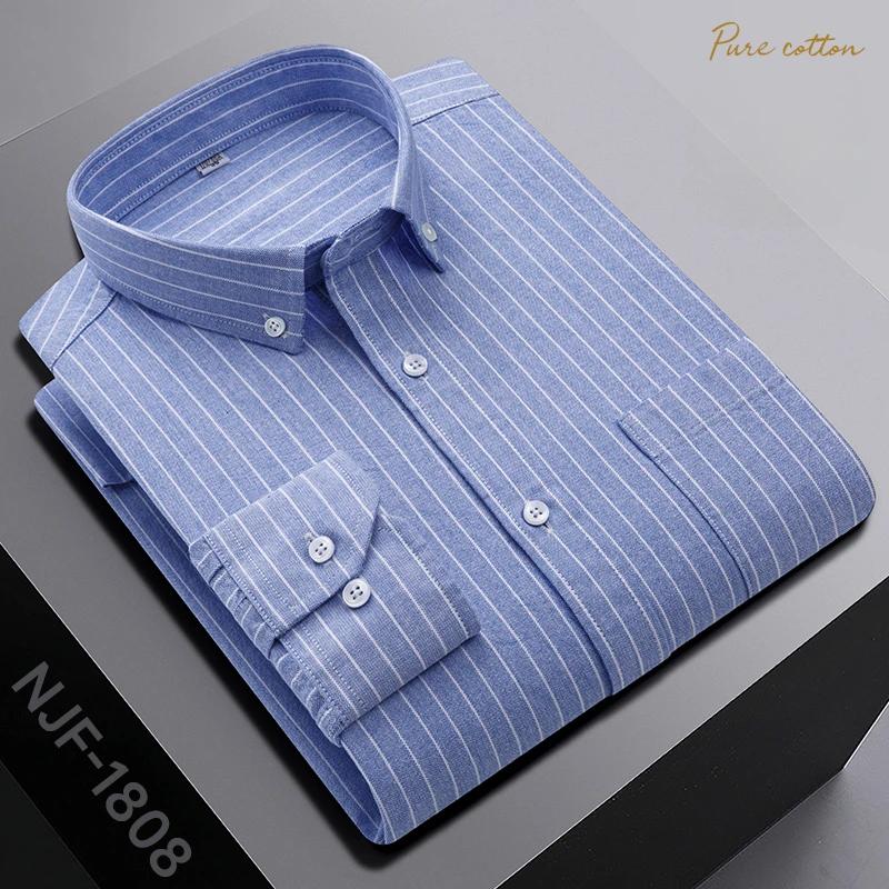 Nouveau dans Chemise Surdimensionnée Manches Longues 100% Coton Chemises pour Hommes Coupe Ajustée Formel Uni Chemise à Carreaux Décontracté Hauts Designer Vêtements Noirs