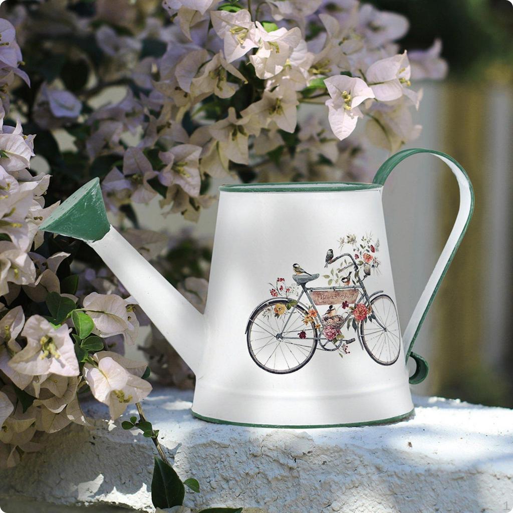 Annaffiatoio con Beccuccio Lungo Decorativo in Metallo Stile Rustico Attrezzo da Giardino per Coltivatori, Balcone