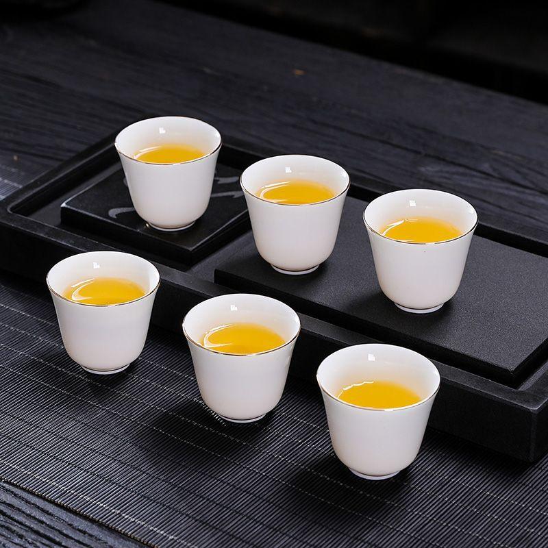 Suet jade teacup white porcelain tea drinking small cup ceramic single cup tea tasting cup 1 pack Dehua hospitality new Chinese style