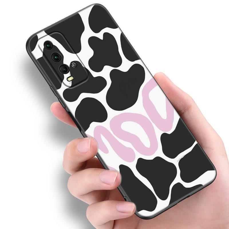 Cow Pattern Black White Phone Case For Xiaomi Redmi Note 5 6 9T K20 K40 K50 Pro 7A 8A 9A 9C 9i 10A 10C A1 S2 TPU Black Cover