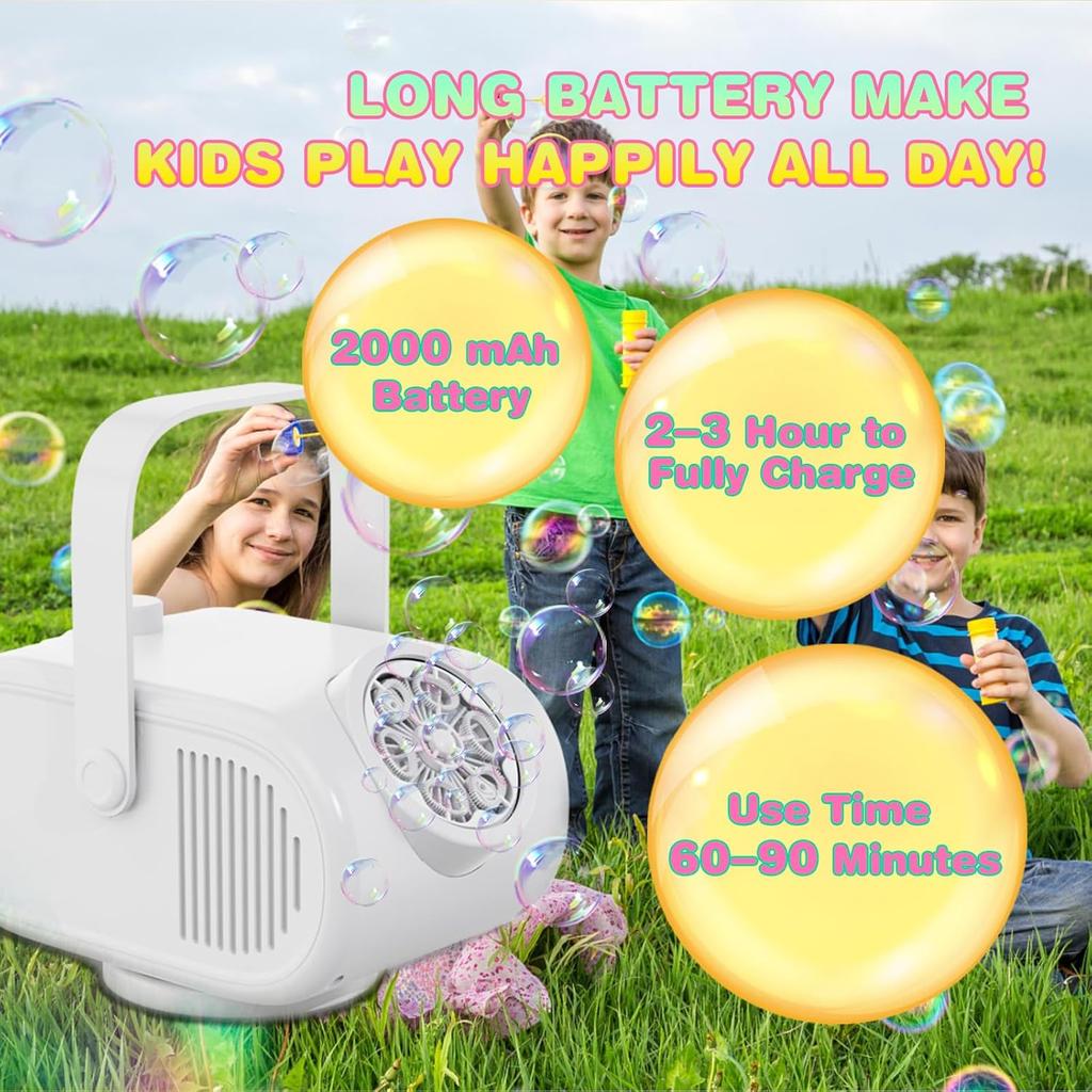 Bubble Machine Automatic Bubble Blower for Kids Portable Auto Rotating 360° Outdoor Toy for Birthday Party Wedding Gifts
