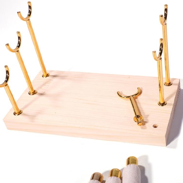 Space Saving Rings Storage Organizer Portable Wood Base Accessories Display Rack