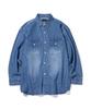 MASSNOUN Relaxed Washed Denim Pocket Long Sleeve Shirt Msfst001-Bl