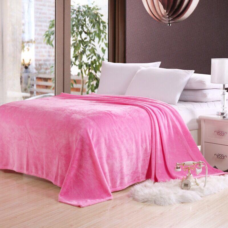 Double-Sided Coral Fleece Flannel Blanket - Thick, Solid Color, Customizable Office Nap Blanket