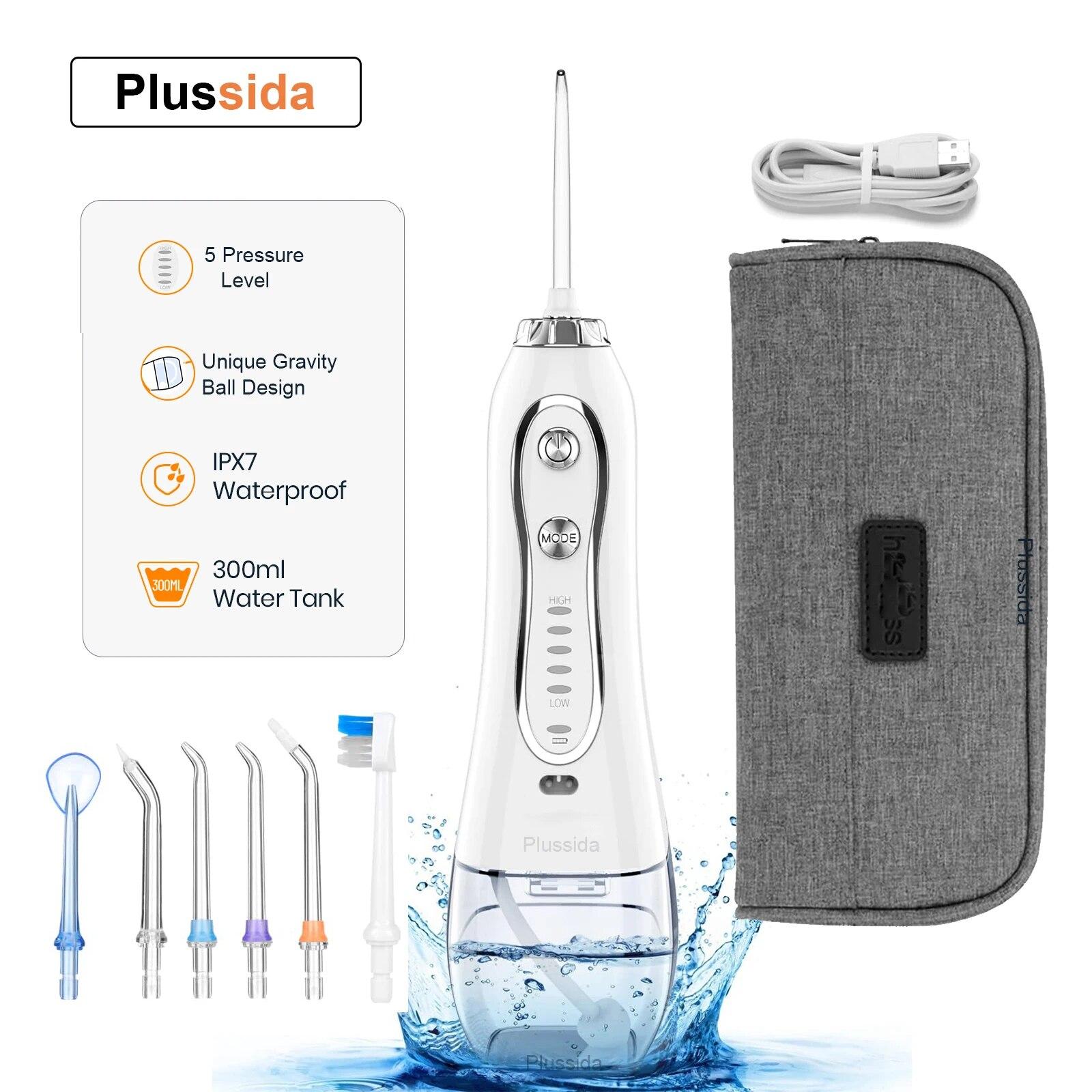 

Ирригатор для полости рта, 6 шт., насадки, USB перезаряжаемая ирригатор для воды, портативная стоматологическая струя воды, 300 мл, водостойкий очиститель для зубов, 5 моделей