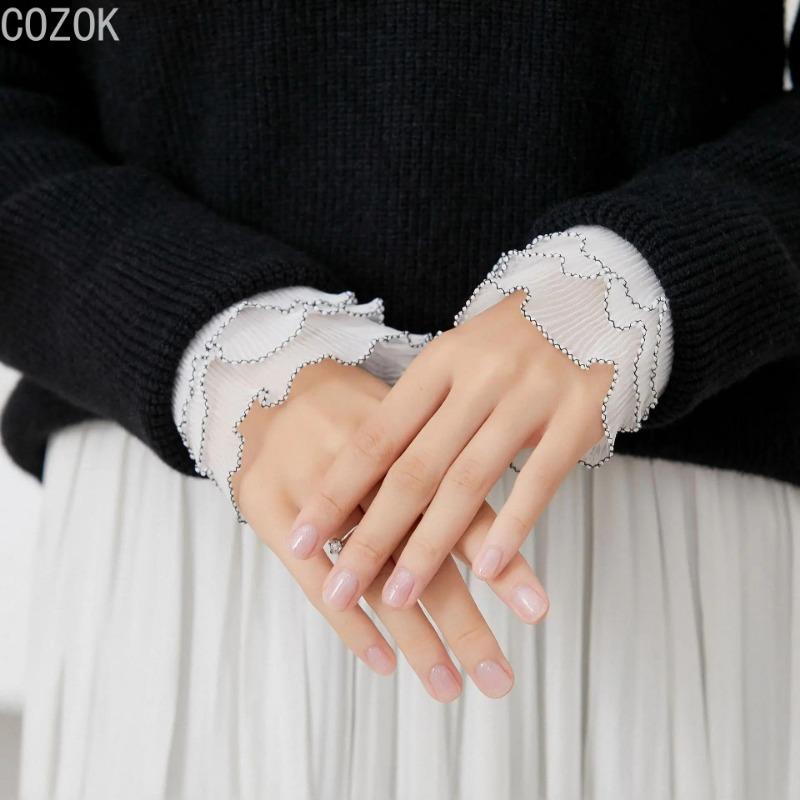 1 pár Odnímatelné hřejivé návleky na zápěstí halenky Gázové Elastické Univerzální Manžety rukávů Falešné manžety Dámské Krajkové manžety Rukávy Manžety svetru