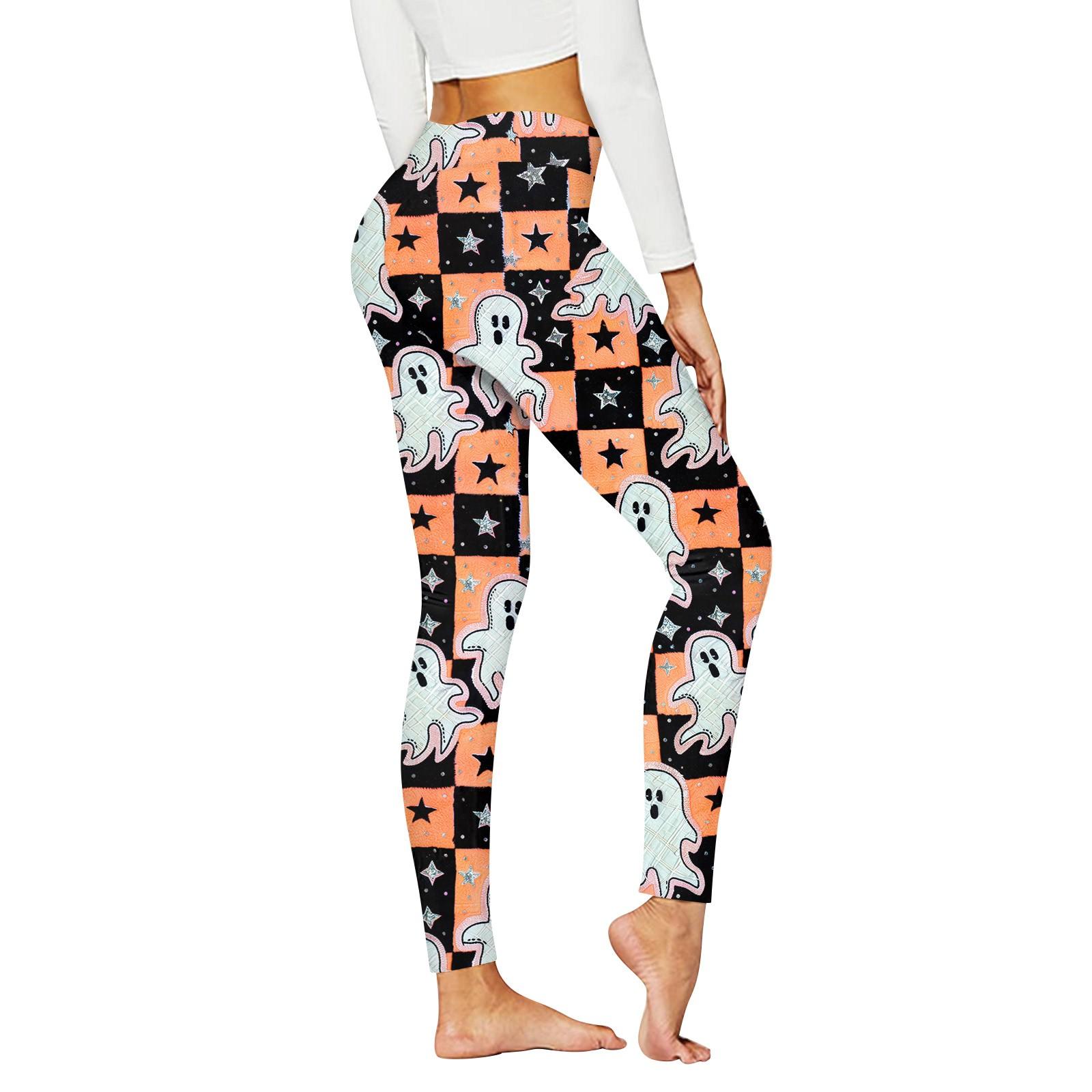 

Женские повседневные модные уличные брюки с принтом, тонкие эластичные пасхальные брюки для йоги, девятиминутные брюки S оранжевый