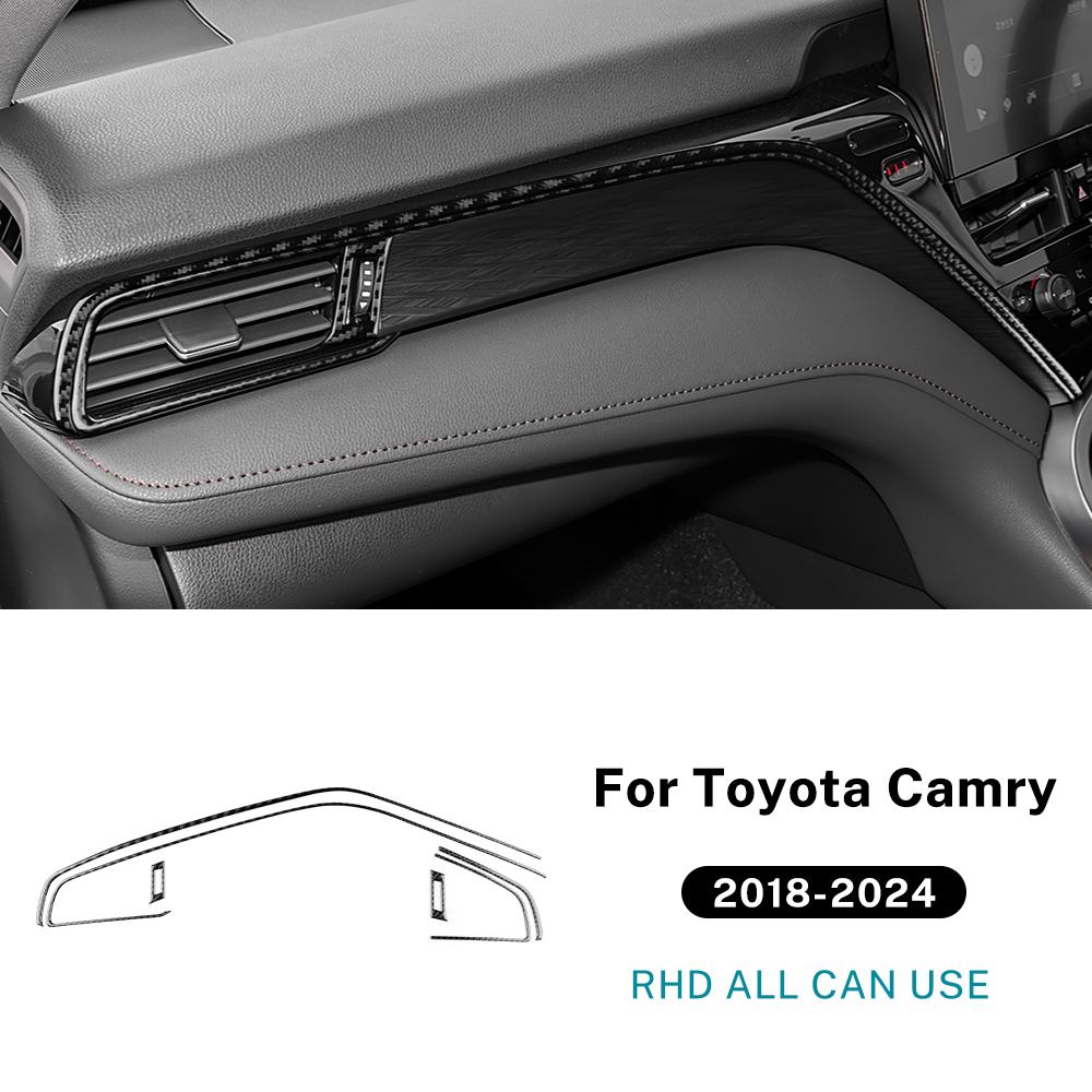 Real Soft Carbon Fiber For Toyota Camry 2018 2019 2020 2025 2025 2025 2025 LHD RHD Car Passenger Instrument AC Outlet Sticker