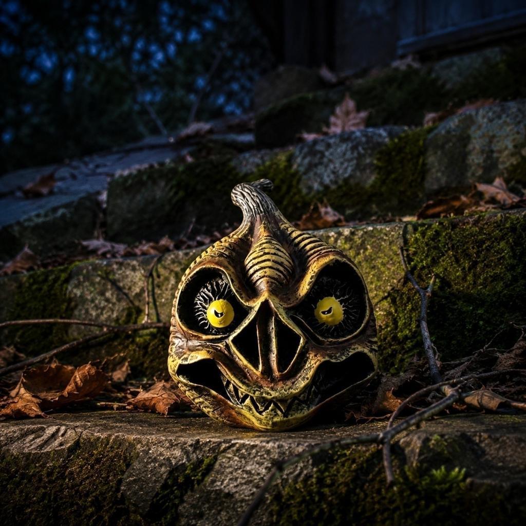 Creative Halloween Pumpkin Monster Decoration for Yard Indoor Outdoor Use Unique Scary Pumpkin Ornament for Seasonal Festive Display