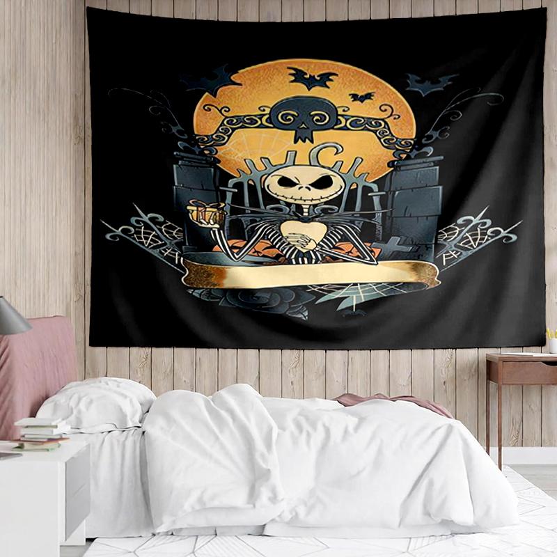 The-Nightmare-Before-Christmas Print Tapestry, Backdrop, Easy Setup, Ideal for Bedroom, Office & Living Room, with Aesthetic Wall Hanging Decor.