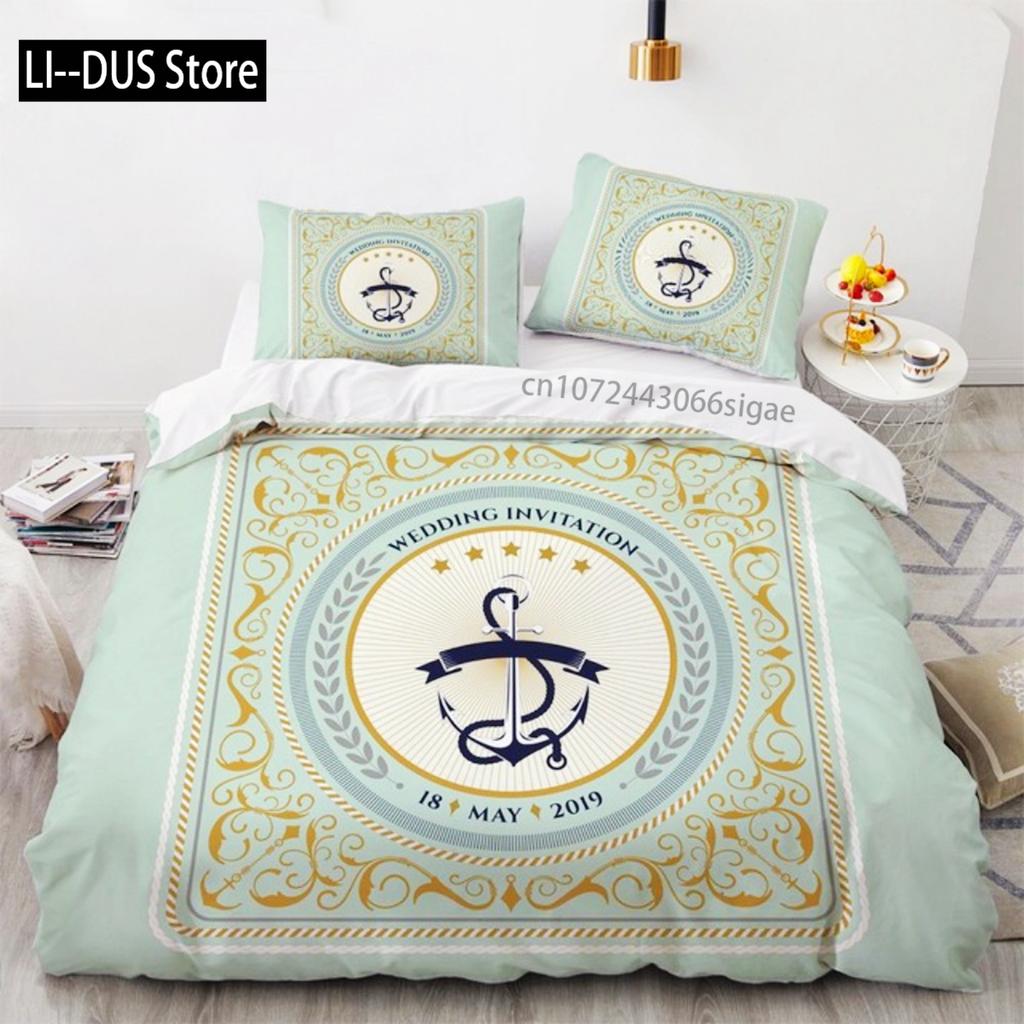 Anchor Bedding Set Fashion Duvet Cover Nautical Anchor Boat Pirate Quilt Cover For Women Men Kids Teens Boys Bedroom Decoration