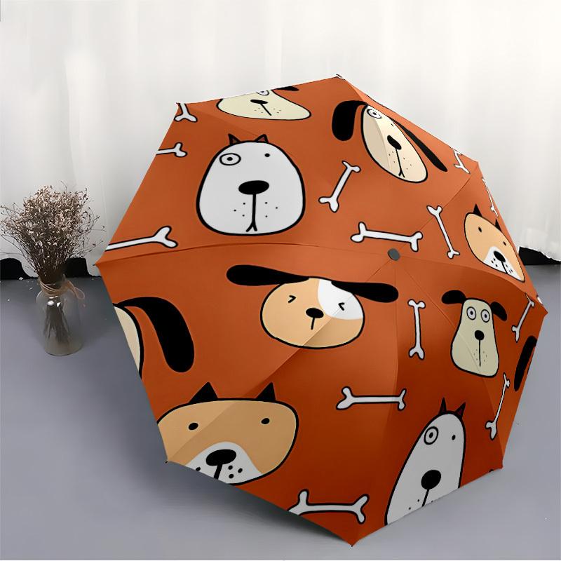 1pc Dogs Bones Automatic Open/Close Umbrella with One Touch Button,, Windproof Design   Lightweight Portable Umbrella for Women & Men6018