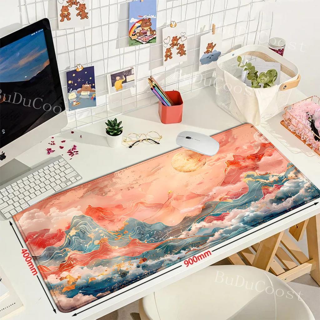 Large Size Mousepad Propitious Clouds Desk Mat Kawaii Cartoon Mouse Pad Rubber Table Mat Lucky Cloud Gaming LockEdge KeyboardMat
