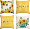 4Pcs Linen Throw Pillow Covers 45X45Cm Decorative Cushion Cases For Sofa Bedroom Living Room Home Decor Zippered Pillowcases