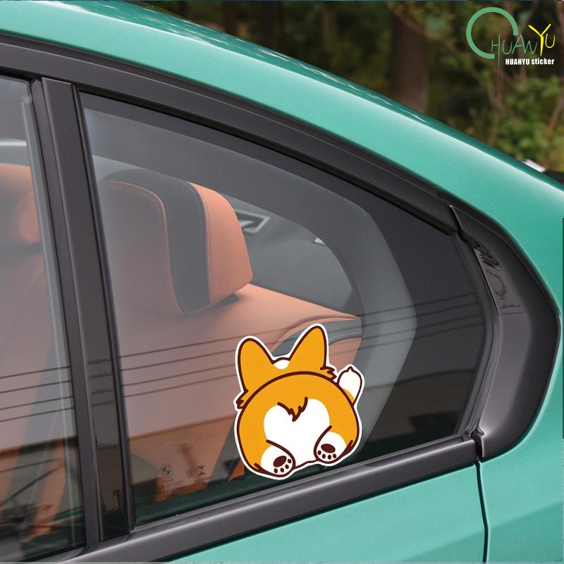 Car Cartoon Car Sticker Corgi Sticker Electric Car Motorcycle Rain Auto Sticker for Window Body Decor Helmet Sticker