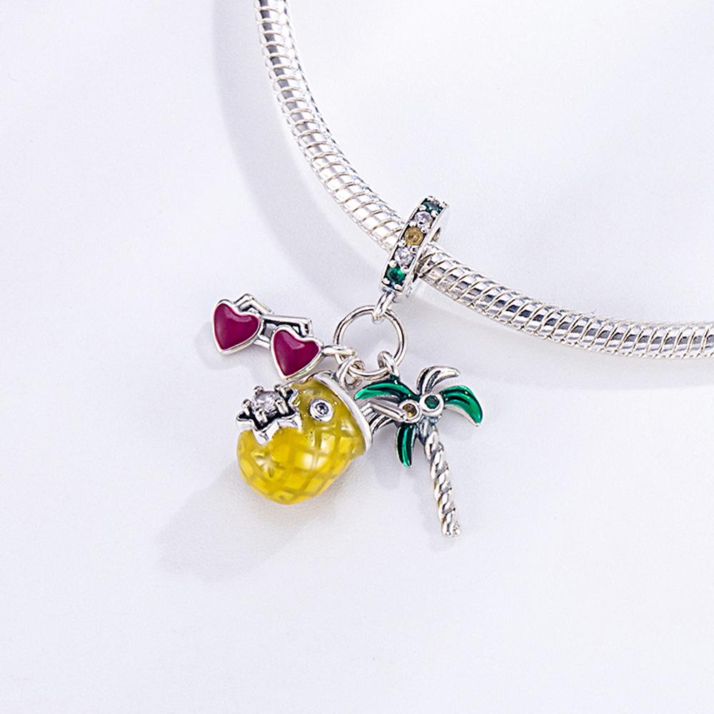 925 Silver Gold Shell Beads Jellyfish Seahorse Dangle Charm Snake Bracelet Necklace Beach Party Gift