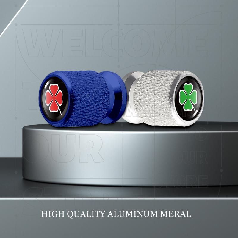 For Alfa Romeo Four-leaf Clover 156 159 Giulia LOGO 4pcs Car Wheel Tire Valve Aluminum Caps Tyre Stem Covers Airdust Waterproof ze2