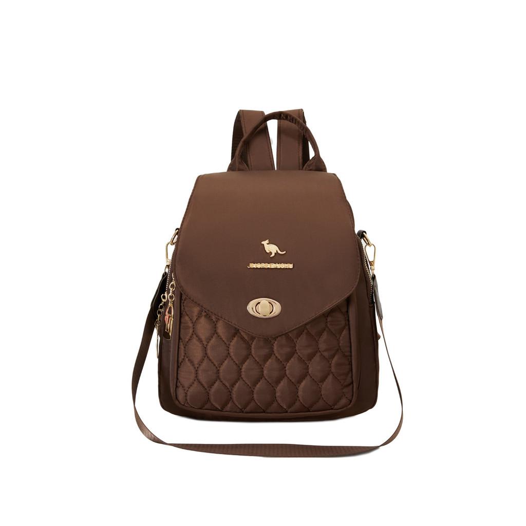Kangaroo Pattern Nylon Quilted Womens Backpack With Durable Anti Shock Design For Daily Use