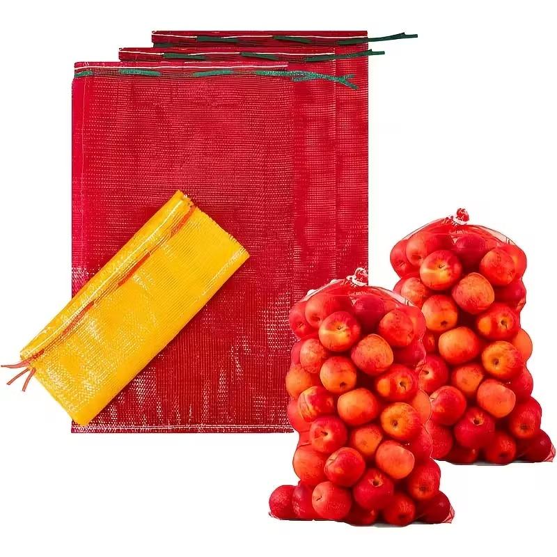 50PCS Reusable Produce Mesh Bag Extra Large Ventilated Washable Drawstring Design for Fresh Vegetables Storage Sacks