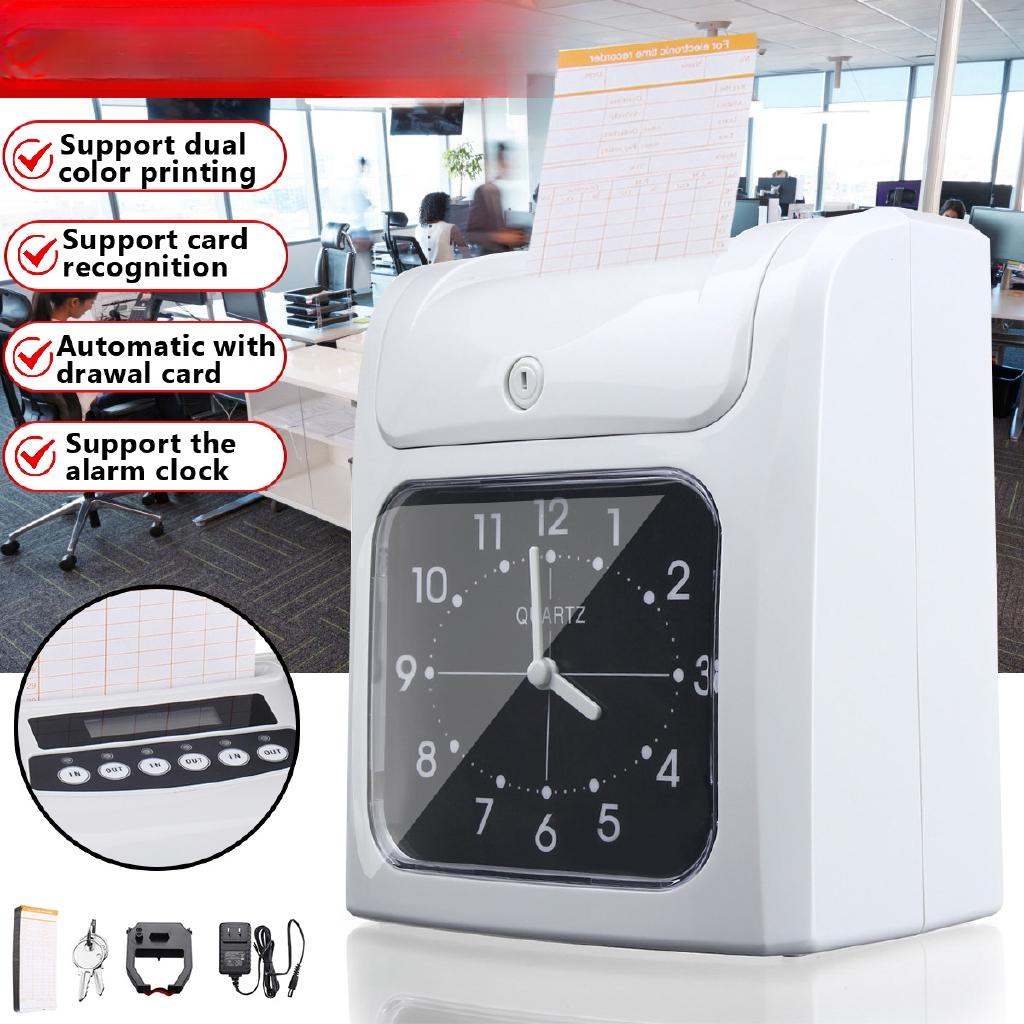 Two Color Printing Time Clock Recorder Electronic Employee Time Recording System Time Card Machine Time Recorder