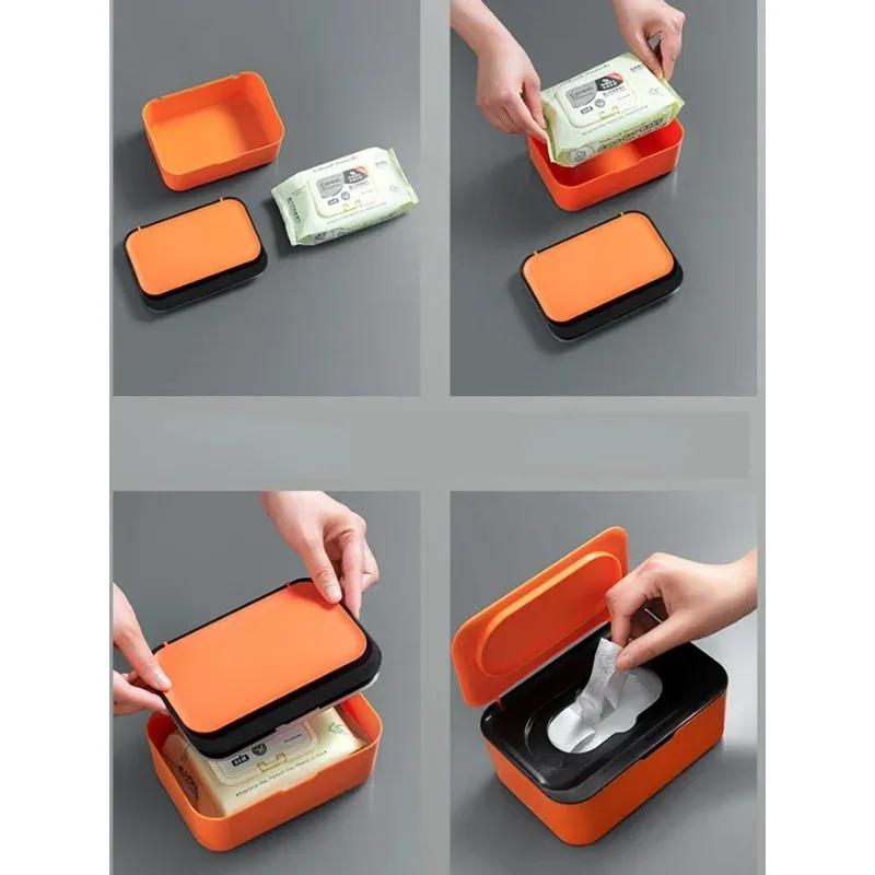 Paper Towel Box with Lid Portable for Distributing Wet Wipes Dust Cover Home Office Mask Storage Box Sealing and Organizing