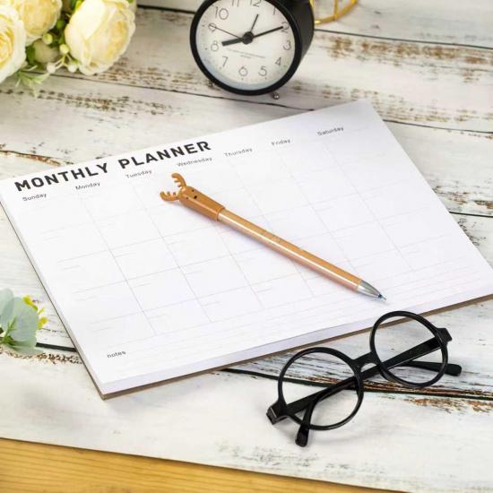 Monthly Planner Notepad - Undated 52 Sheets Desk Calendar, A4 (8"x11") Planning Pad for Office, Home, School, Fitness, Meal & Project Organization