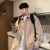 Νέα ανδρική βαμβακερή φαρδιά καρό μακρυμάνικη πουκαμίσα για όλες τις περιστάσεις Άνοιξη και Φθινόπωρο