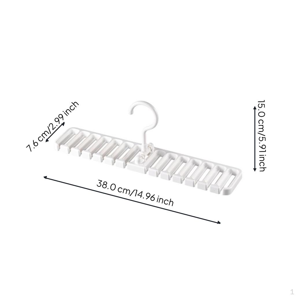 Belt Tie Rack, MultiFunctional Organizer, Closet Hanger, SpaceSaving Hook White 14 Slots