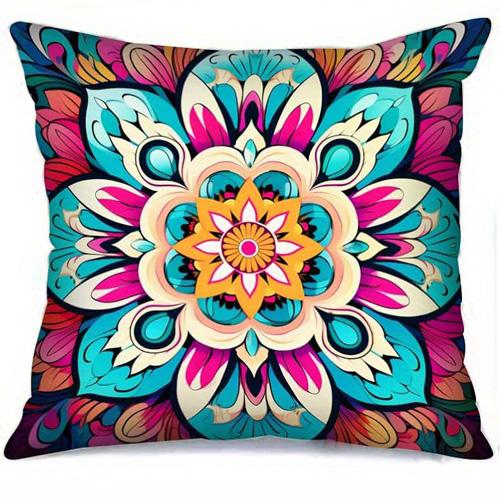 Home Decor Colorful Mandala Pattern Digital Printed Pillow Covers Pattern Cushion Cover Suitable for Sofa Bedroom Car Pillow