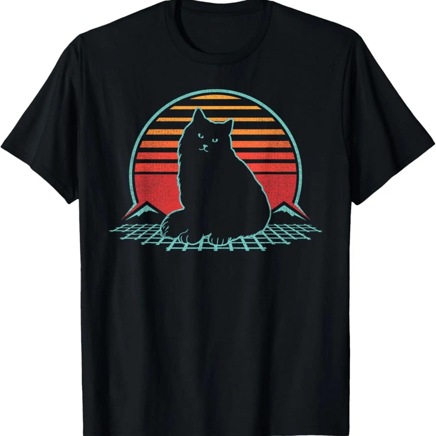 

Maine Coon Cat Retro Vintage 80s Style T-Shirt S чёрный
