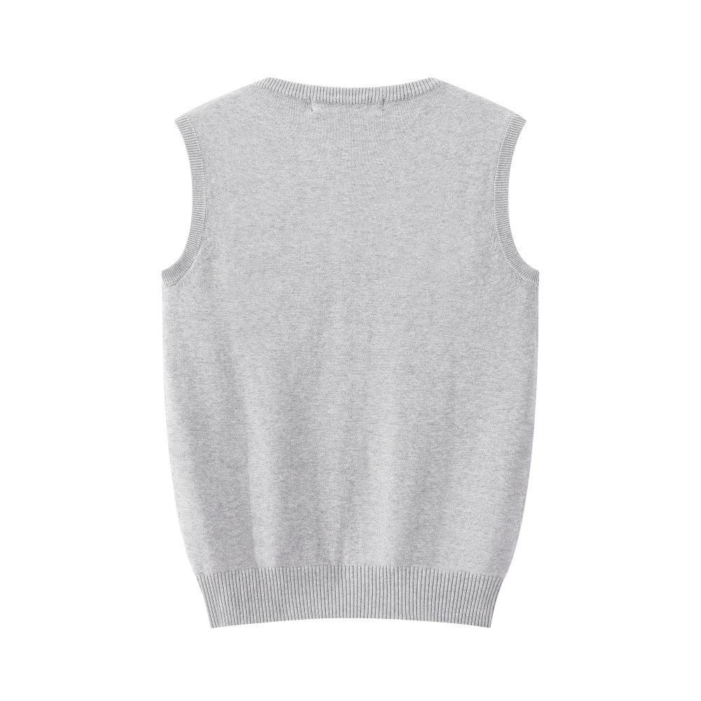 Gilet a Maglia Senza Maniche in Cotone, Girocollo, Lavorazione a Maglia Tinta Unita - Autunno/Inverno