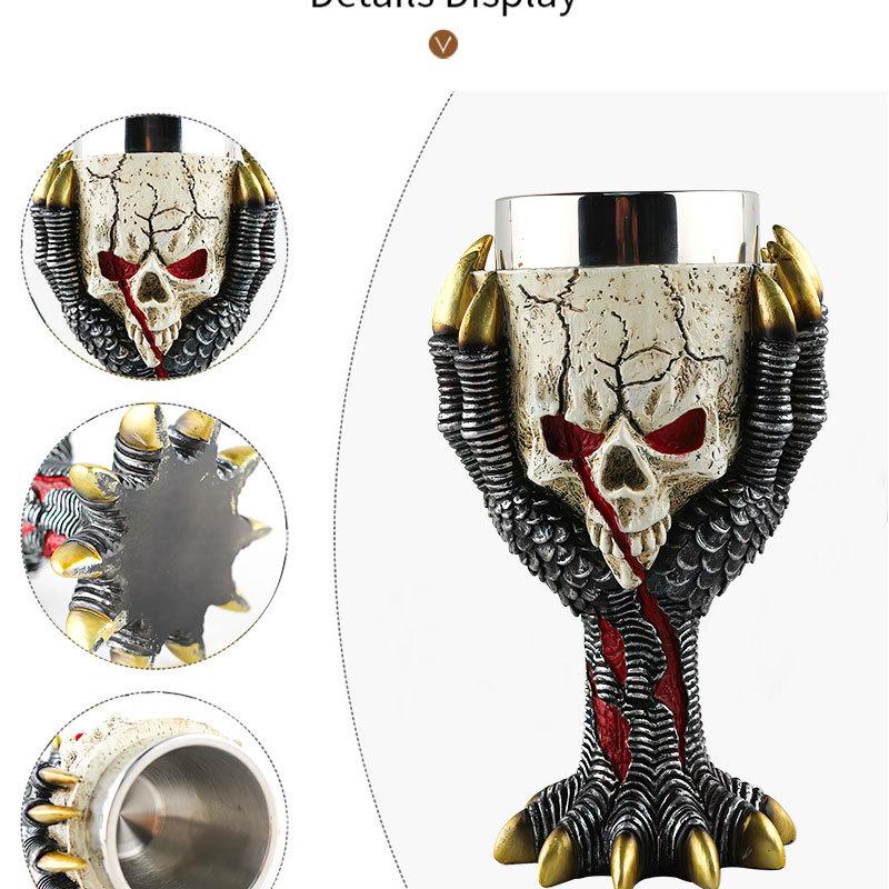 Skeleton Water Cup Halloween Themed Skull Mug with Scary Ghost Claw Detail Resin Craft Goblet for Unique Craft Ornaments